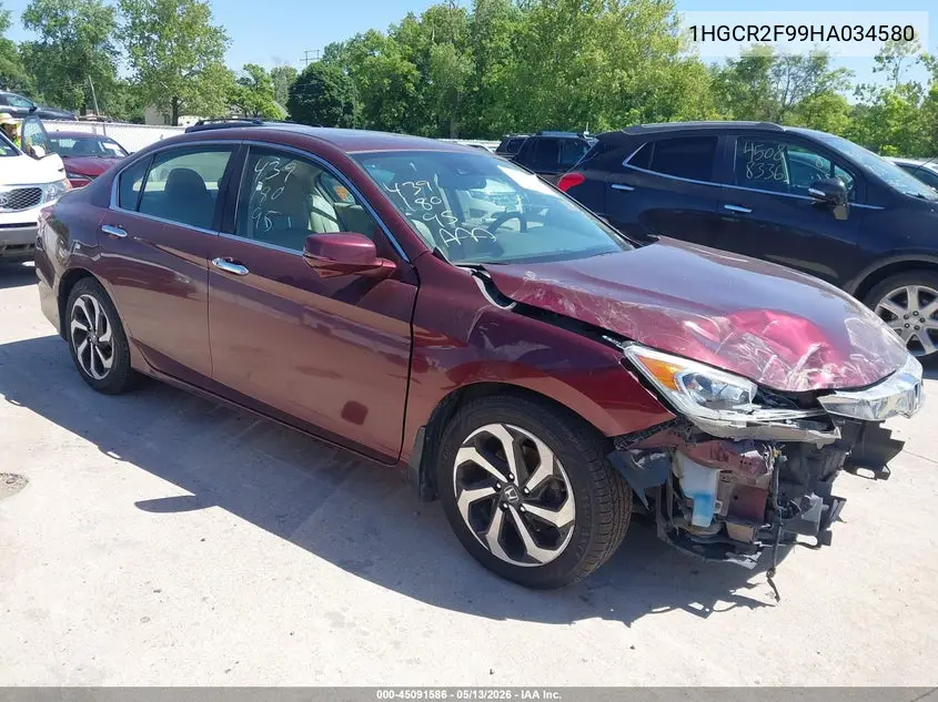 1HGCR2F99HA034580 2017 Honda Accord Ex-L