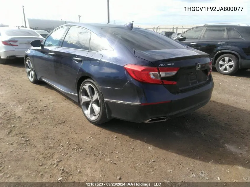 2018 Honda Accord Sedan VIN: 1HGCV1F92JA800077 Lot: 12107523