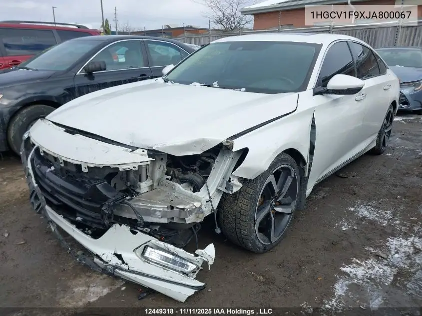 1HGCV1F9XJA800067 2018 Honda Accord Touring