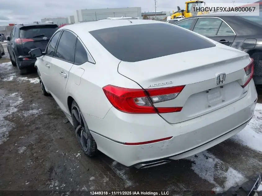 1HGCV1F9XJA800067 2018 Honda Accord Touring