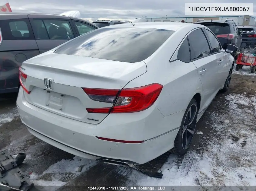 1HGCV1F9XJA800067 2018 Honda Accord Touring
