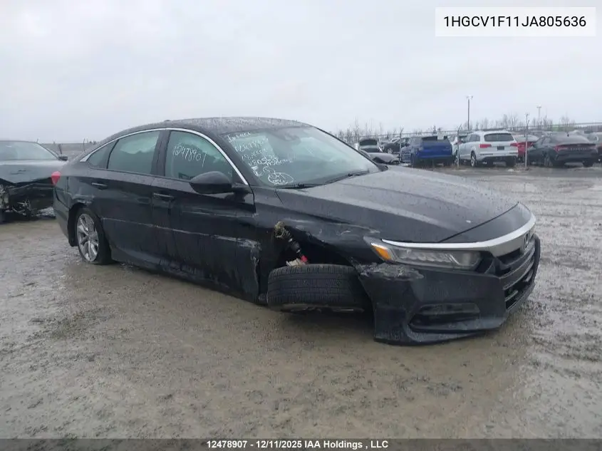 1HGCV1F11JA805636 2018 Honda Accord Lx