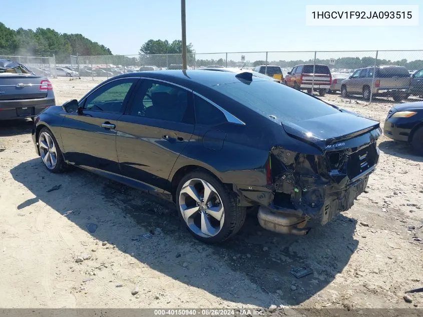 2018 Honda Accord Touring VIN: 1HGCV1F92JA093515 Lot: 40150940