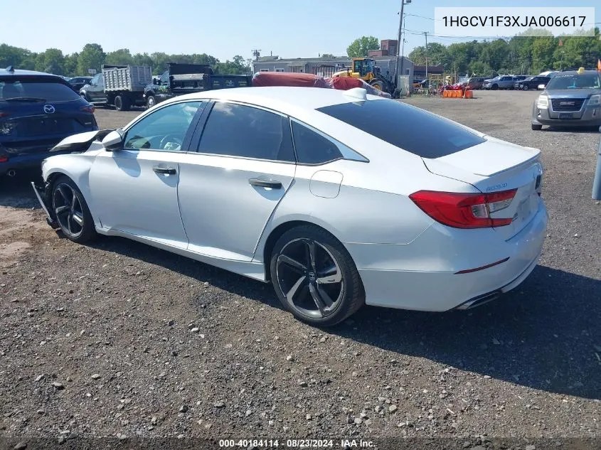 2018 Honda Accord Sport VIN: 1HGCV1F3XJA006617 Lot: 40184114