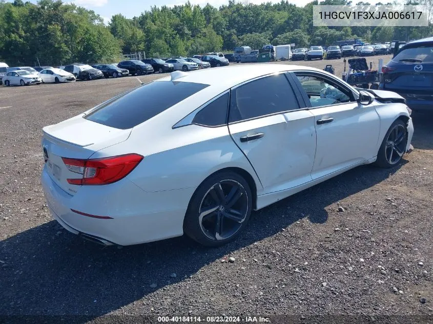 2018 Honda Accord Sport VIN: 1HGCV1F3XJA006617 Lot: 40184114