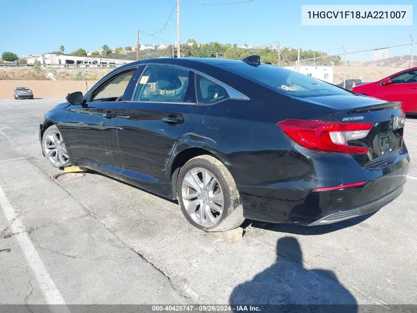 2018 Honda Accord Lx VIN: 1HGCV1F18JA221007 Lot: 40425747