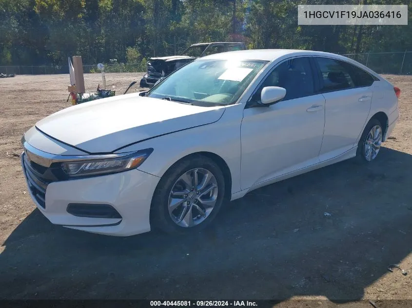 2018 Honda Accord Lx VIN: 1HGCV1F19JA036416 Lot: 40445081