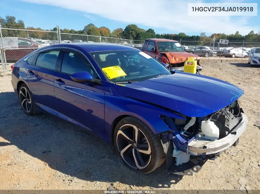 1HGCV2F34JA019918 2018 Honda Accord Sport 2.0T