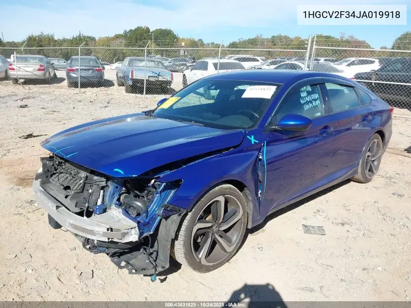 1HGCV2F34JA019918 2018 Honda Accord Sport 2.0T