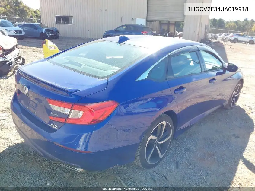 1HGCV2F34JA019918 2018 Honda Accord Sport 2.0T