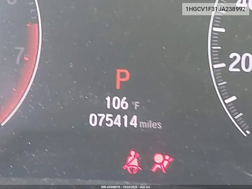 1HGCV1F31JA238992 2018 Honda Accord Sport