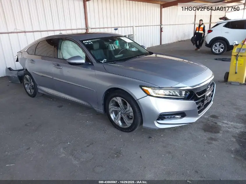 1HGCV2F64JA017760 2018 Honda Accord Ex-L 2.0T