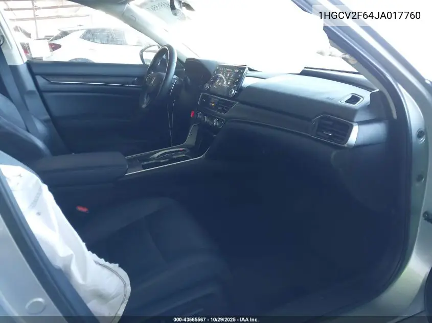 1HGCV2F64JA017760 2018 Honda Accord Ex-L 2.0T