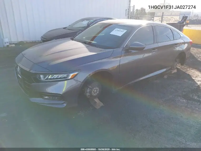 1HGCV1F31JA027274 2018 Honda Accord Sport