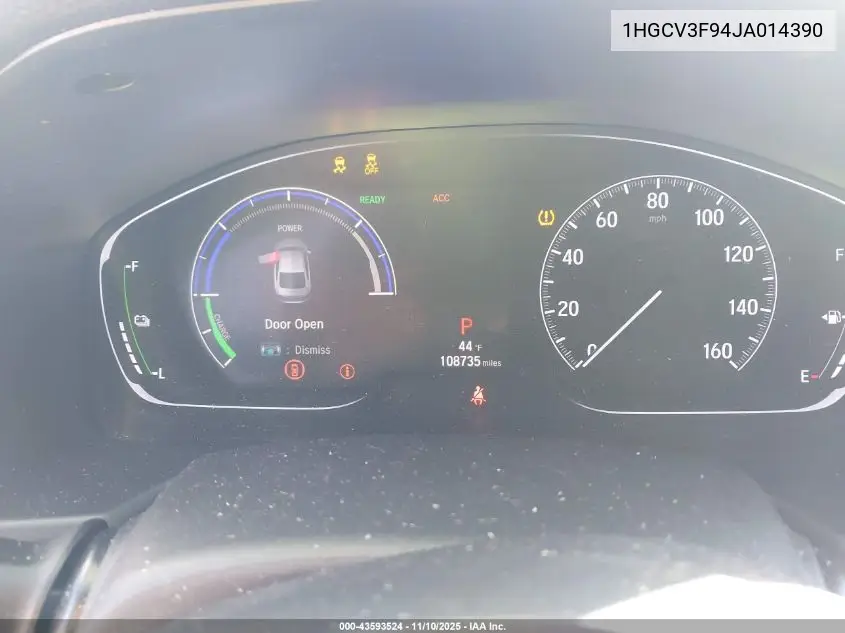 1HGCV3F94JA014390 2018 Honda Accord Hybrid Touring