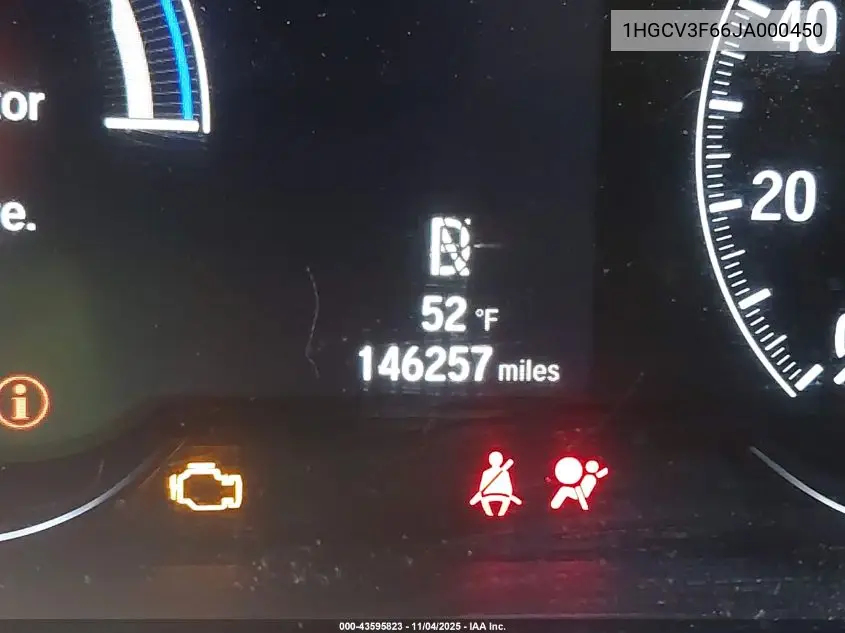 1HGCV3F66JA000450 2018 Honda Accord Hybrid Ex-L
