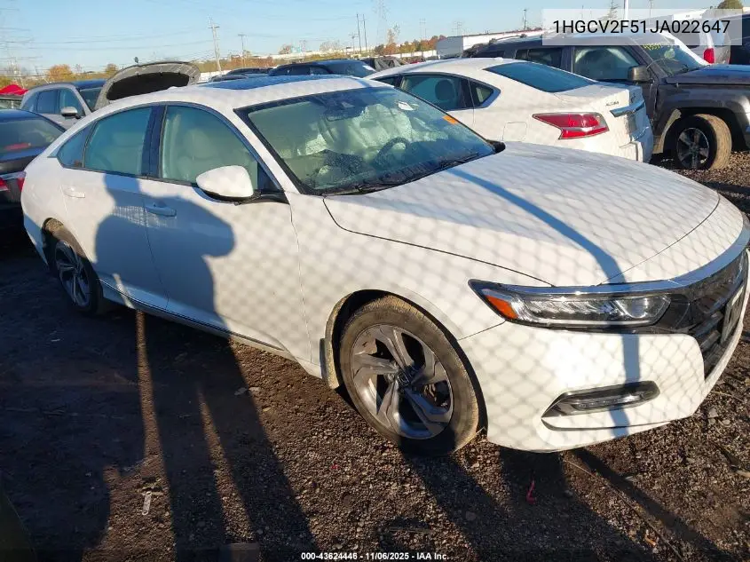 1HGCV2F51JA022647 2018 Honda Accord Ex-L 2.0T