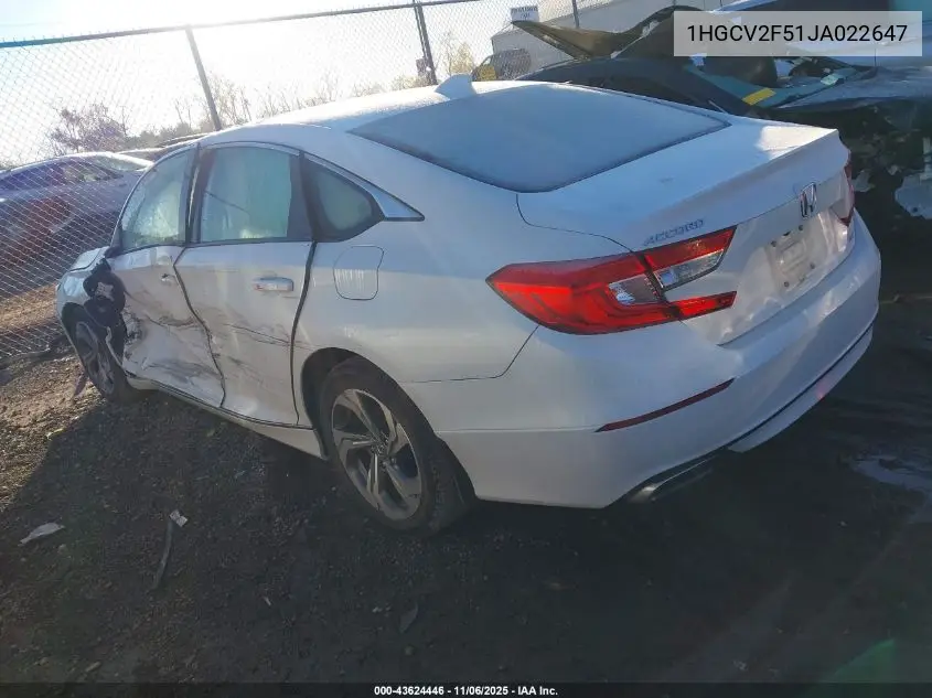 1HGCV2F51JA022647 2018 Honda Accord Ex-L 2.0T