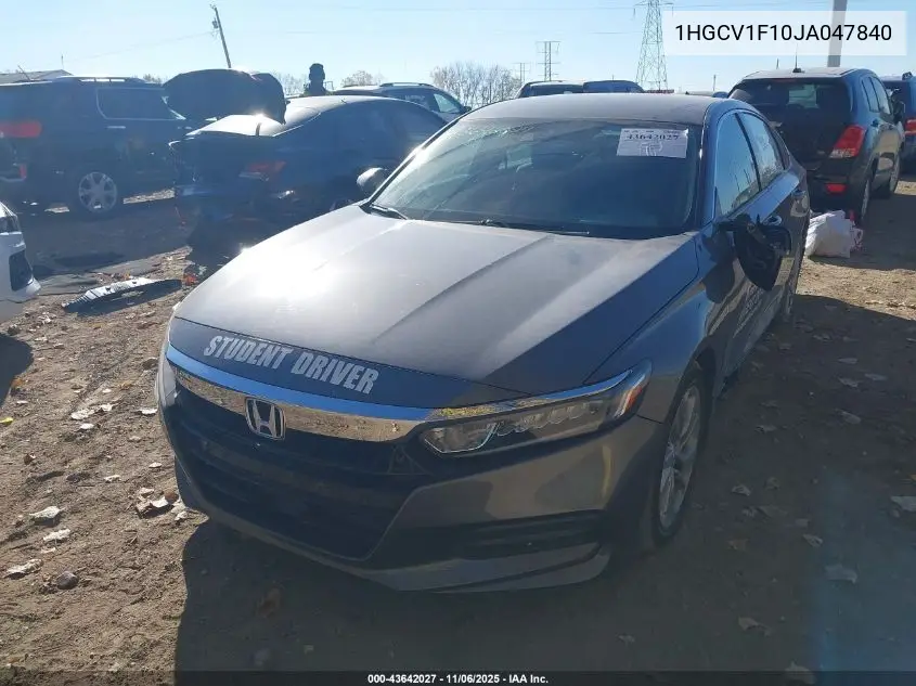 1HGCV1F10JA047840 2018 Honda Accord Lx