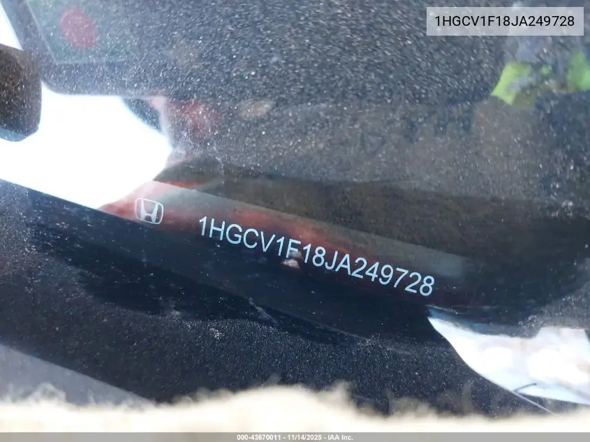 1HGCV1F18JA249728 2018 Honda Accord Lx