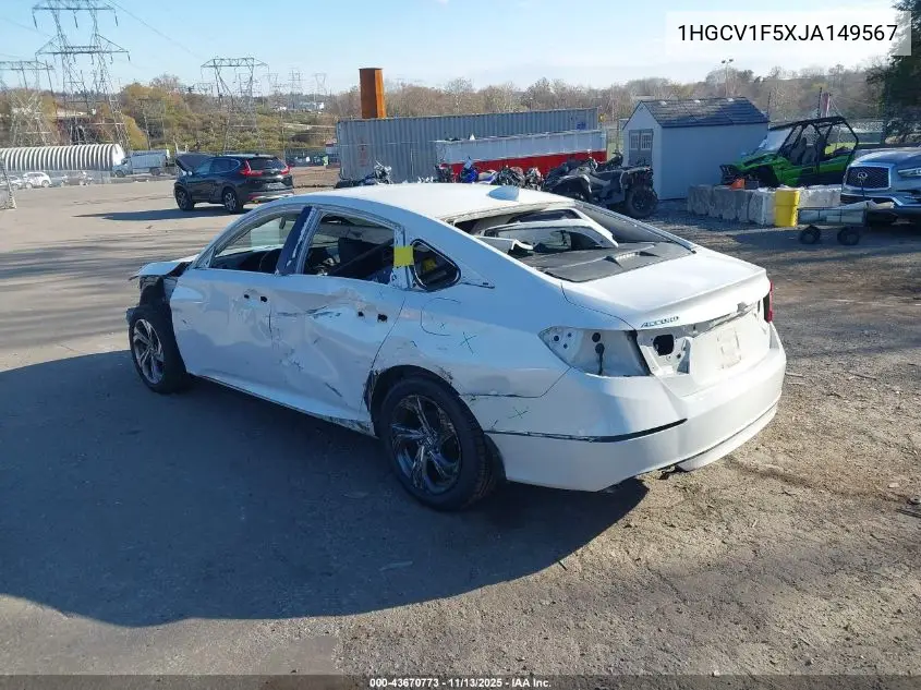 1HGCV1F5XJA149567 2018 Honda Accord Ex-L