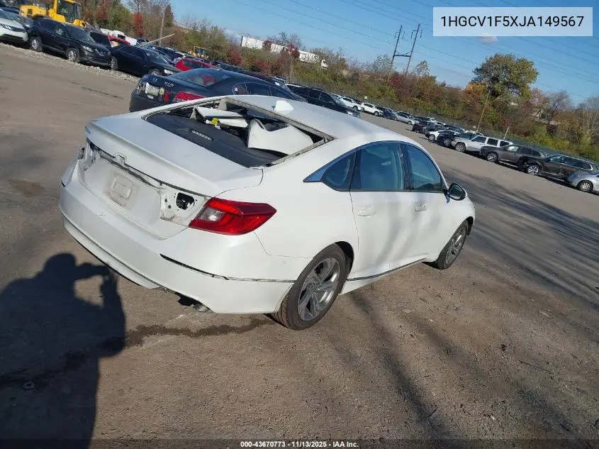 1HGCV1F5XJA149567 2018 Honda Accord Ex-L
