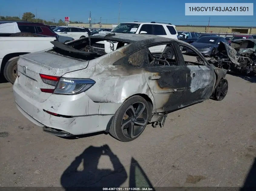 1HGCV1F43JA241501 2018 Honda Accord Ex