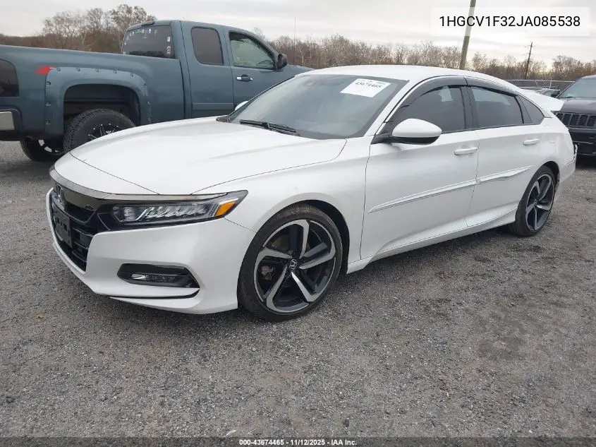 1HGCV1F32JA085538 2018 Honda Accord Sport
