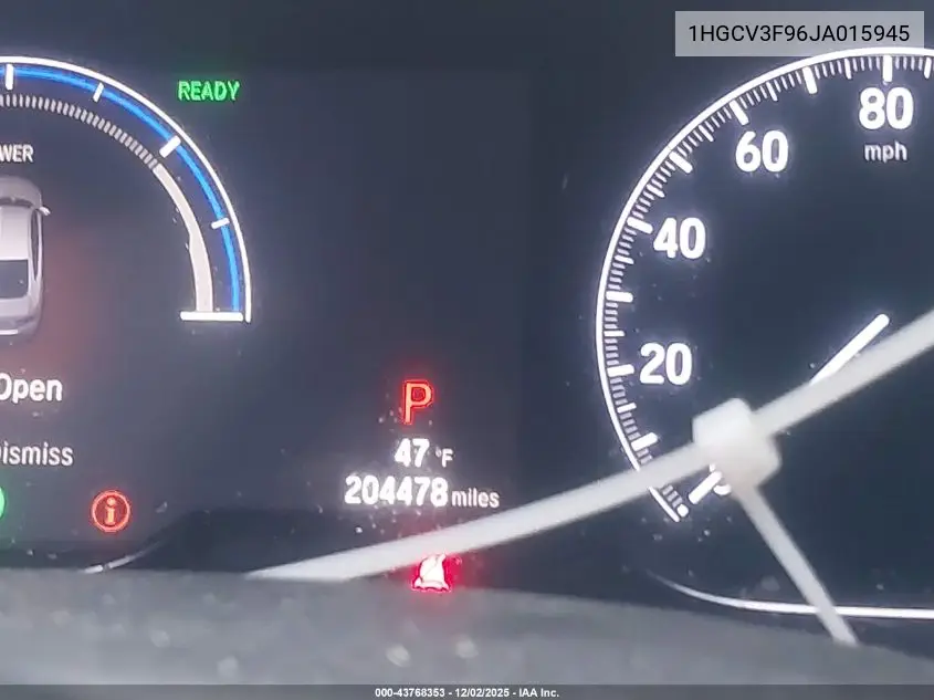 1HGCV3F96JA015945 2018 Honda Accord Hybrid Touring