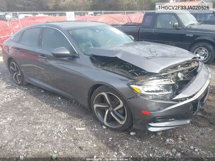 1HGCV2F33JA020526 2018 Honda Accord Sport 2.0T