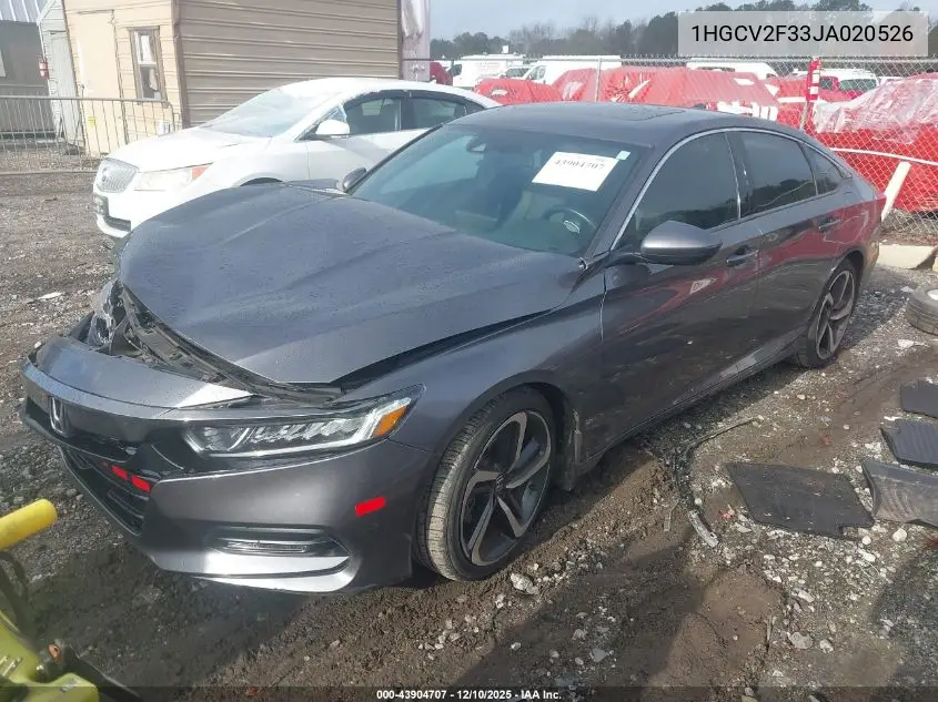 1HGCV2F33JA020526 2018 Honda Accord Sport 2.0T