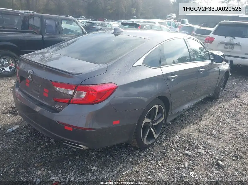 1HGCV2F33JA020526 2018 Honda Accord Sport 2.0T