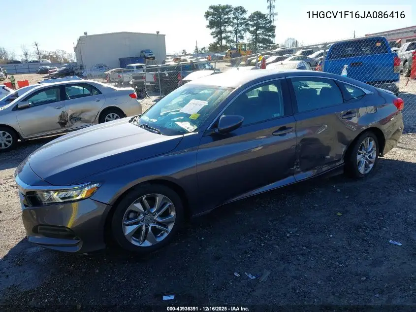 1HGCV1F16JA086416 2018 Honda Accord Lx