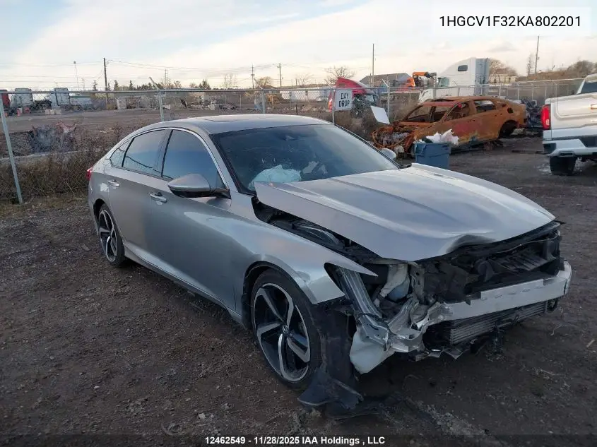 1HGCV1F32KA802201 2019 Honda Accord Sport 1.5T