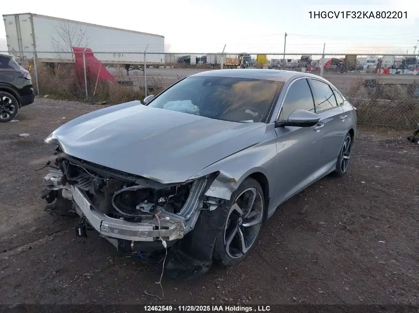 1HGCV1F32KA802201 2019 Honda Accord Sport 1.5T