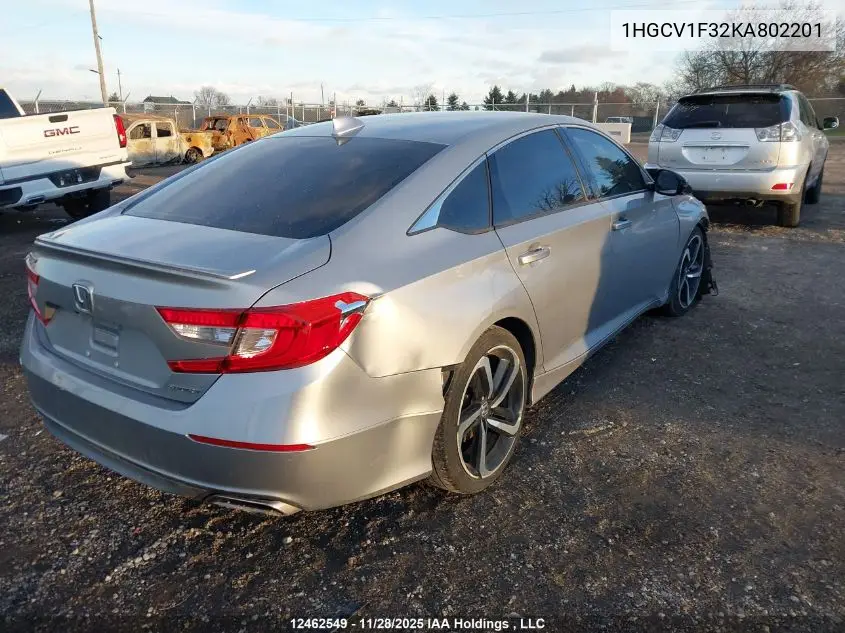 1HGCV1F32KA802201 2019 Honda Accord Sport 1.5T