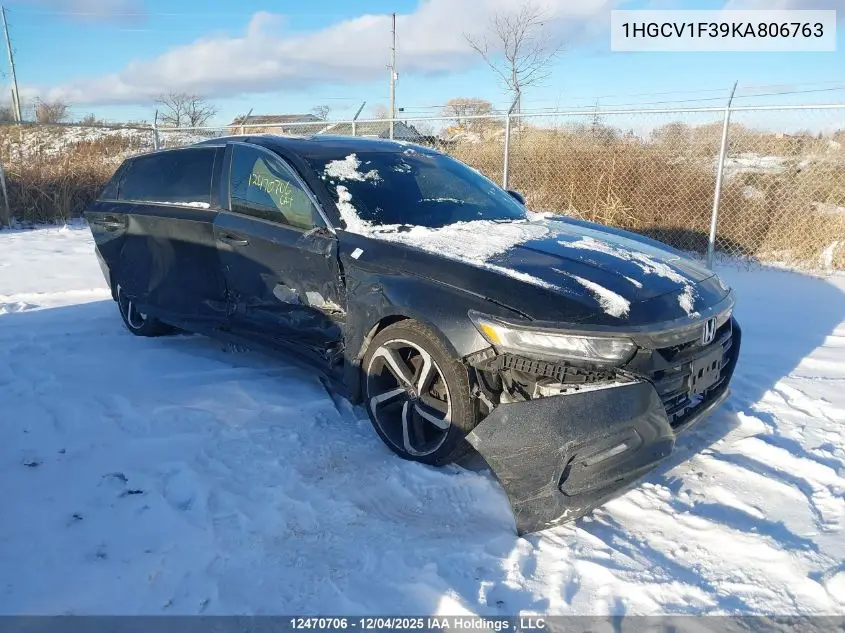 1HGCV1F39KA806763 2019 Honda Accord Sport 1.5T