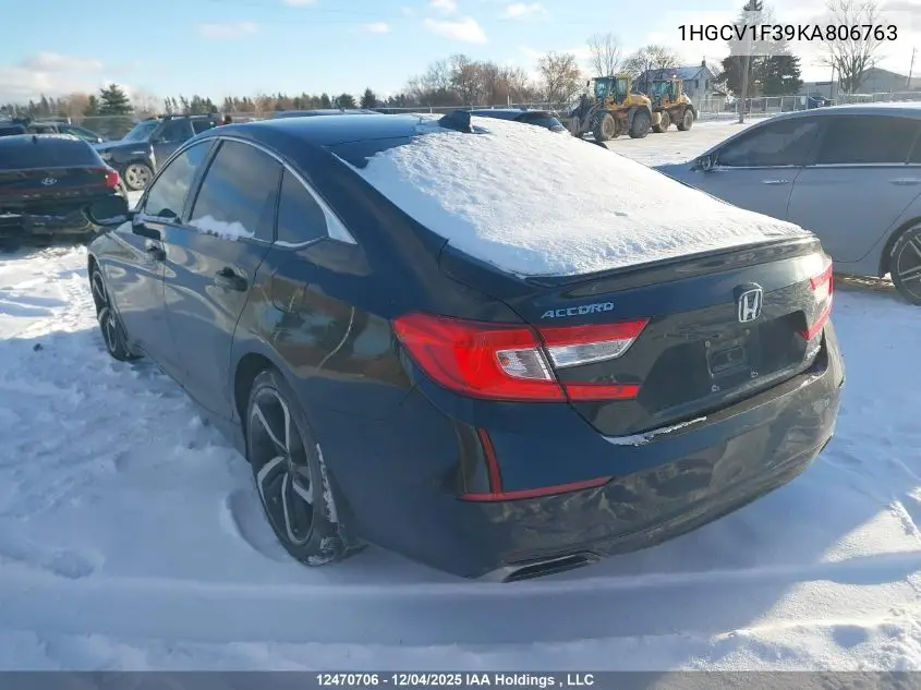 1HGCV1F39KA806763 2019 Honda Accord Sport 1.5T