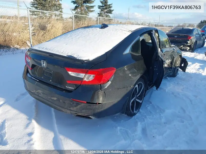 1HGCV1F39KA806763 2019 Honda Accord Sport 1.5T