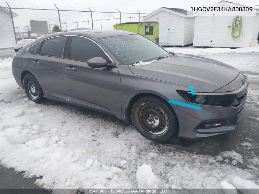 1HGCV2F34KA800309 2019 Honda Accord Sport 2.0T