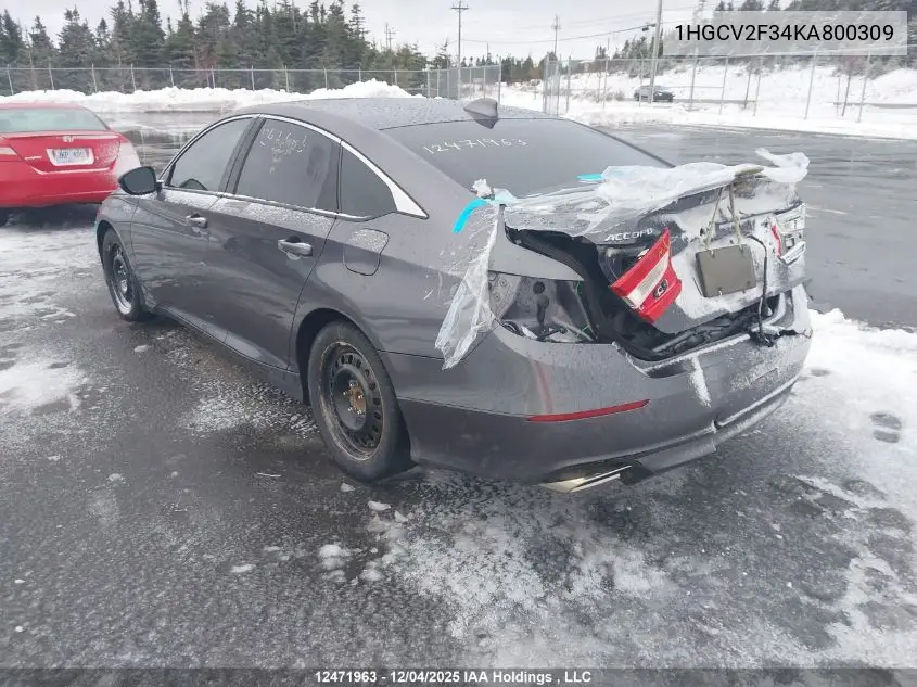 1HGCV2F34KA800309 2019 Honda Accord Sport 2.0T
