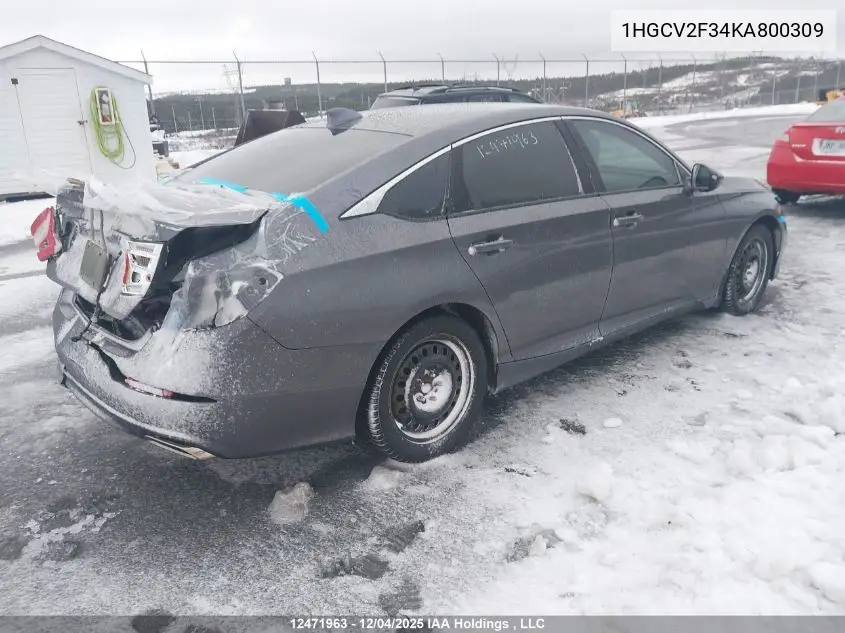 1HGCV2F34KA800309 2019 Honda Accord Sport 2.0T
