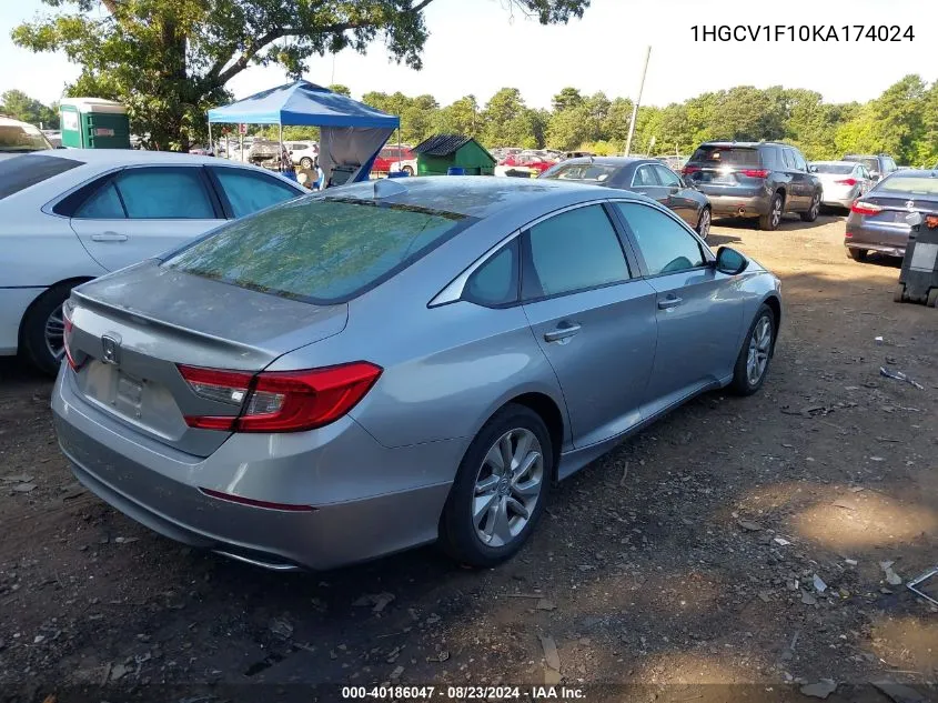 2019 Honda Accord Lx VIN: 1HGCV1F10KA174024 Lot: 40186047