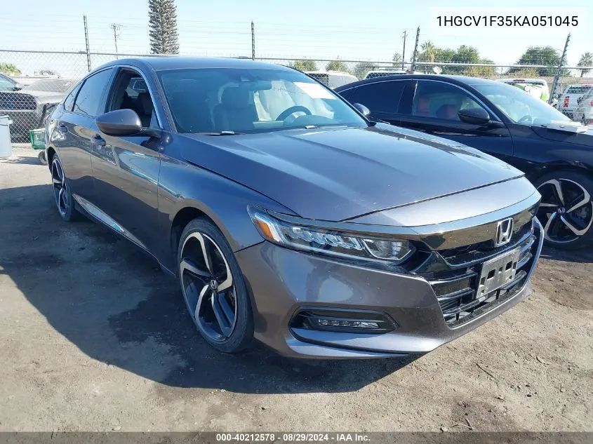 2019 Honda Accord Sport VIN: 1HGCV1F35KA051045 Lot: 40212578