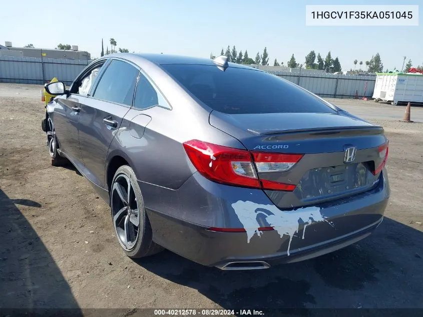 2019 Honda Accord Sport VIN: 1HGCV1F35KA051045 Lot: 40212578