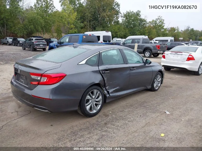 2019 Honda Accord Lx VIN: 1HGCV1F19KA082670 Lot: 40299895