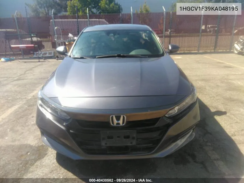 2019 Honda Accord Sport VIN: 1HGCV1F39KA048195 Lot: 40430582