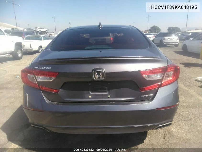 2019 Honda Accord Sport VIN: 1HGCV1F39KA048195 Lot: 40430582