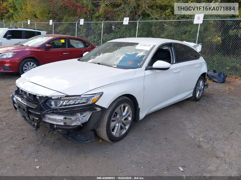1HGCV1F16KA071884 2019 Honda Accord Lx