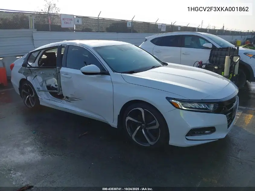 1HGCV2F3XKA001862 2019 Honda Accord Sport 2.0T